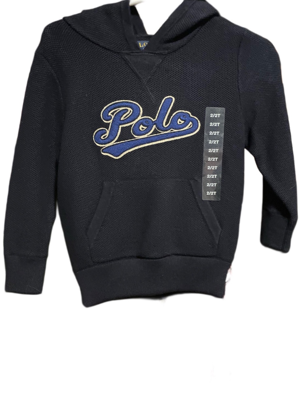Ralph Lauren Navy Hoodie with Blue Script Patch